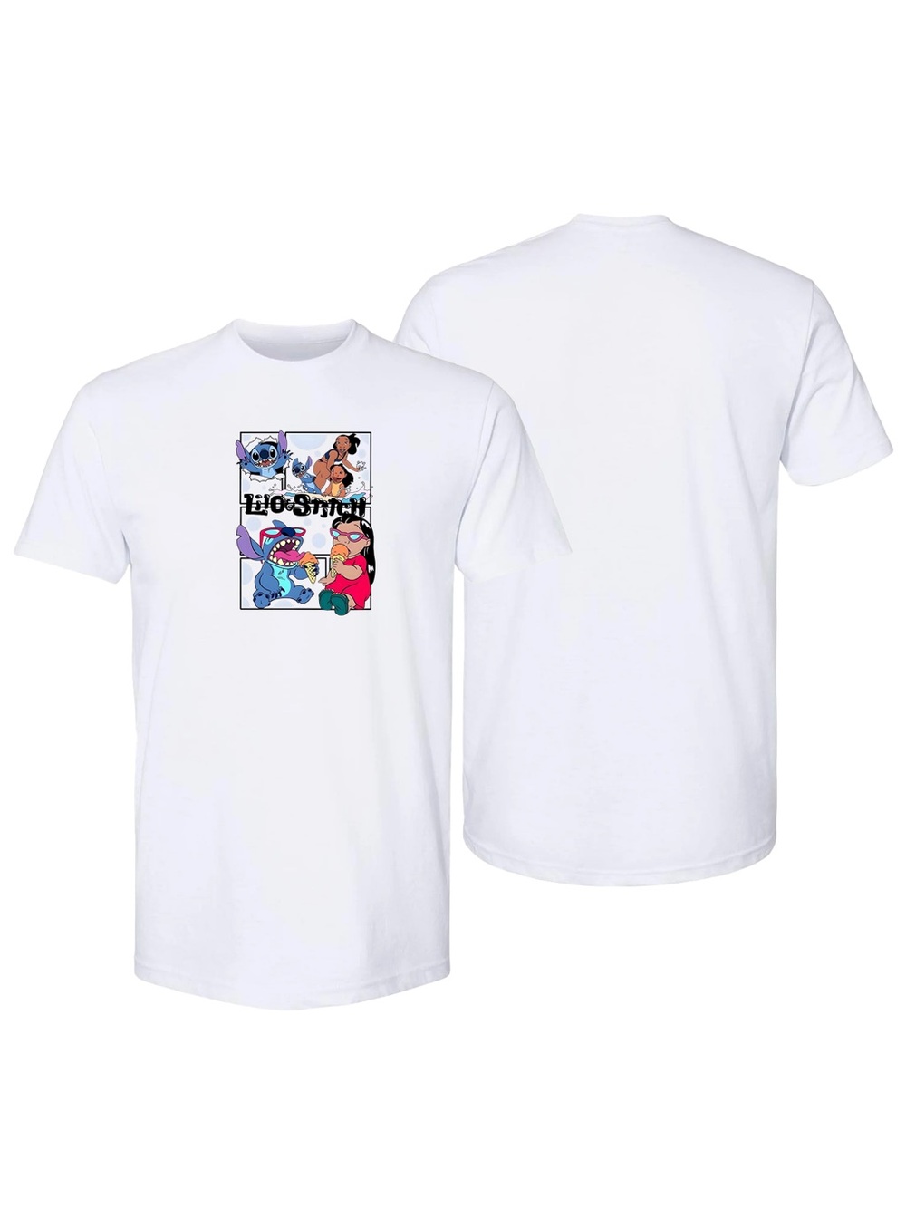 Unisex Lilo and Stitch Cotton T-Shirt White